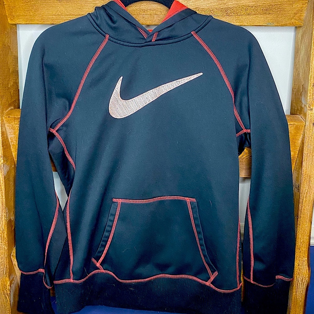 Nike Black Logo Hoodie with Pink Accents